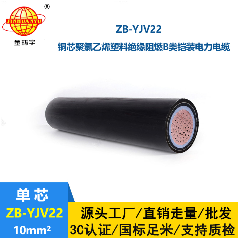 金環宇電纜 單芯鎧裝電纜ZB-YJV22-10平方 阻燃yjv22電力電纜